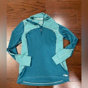 Outdoor Research Sweater Teal  1/4 Zip Pullover Knit Med bin Z
